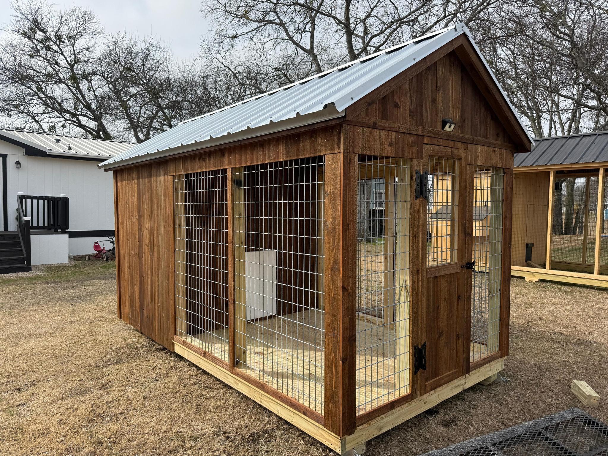 Premium Modern Dog House with Covered Kennel Run